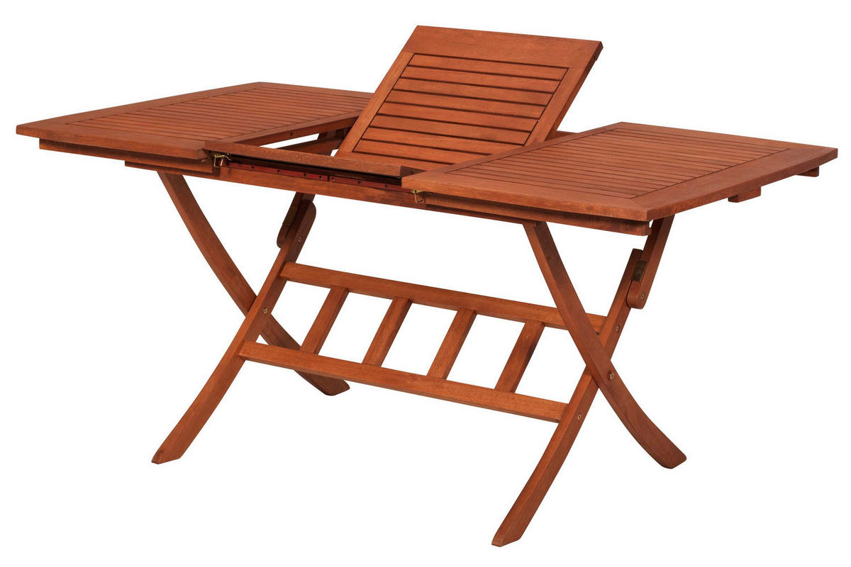 GARTENTISCHGRUPPE Eukalyptusholz Hartholz  - Eukalyptusholzfarben/Grau, KONVENTIONELL, Holz/Textil - Gardenson