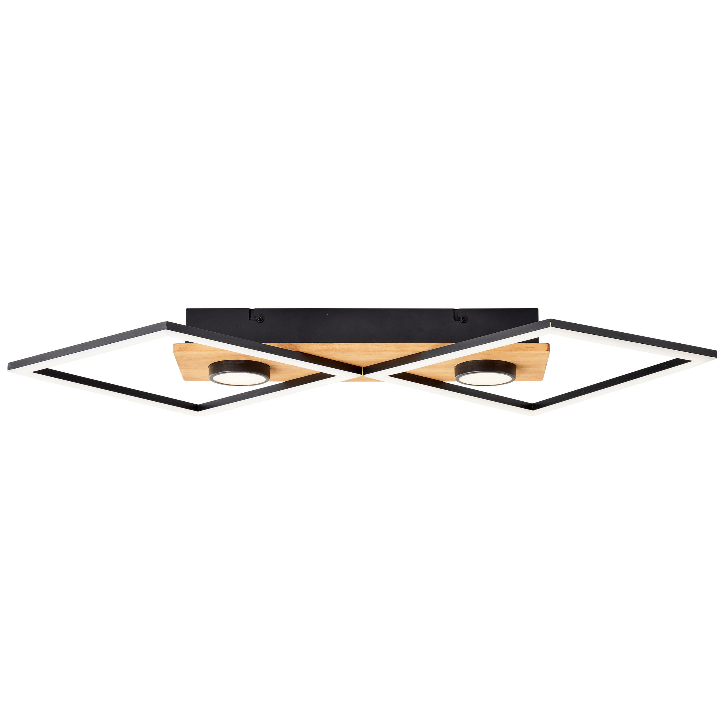 LED-DECKENLEUCHTE    70,7/35,4/6,2 cm  - Schwarz/Braun, Design, Holz/Kunststoff (70,7/35,4/6,2cm) - Brilliant