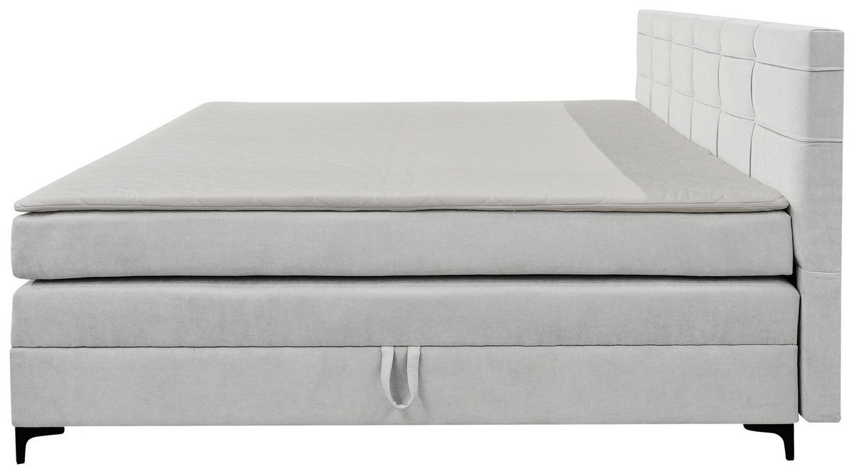BOXSPRINGBETT 180/200 cm,  in Beige, H3 = fest  - Beige/Schwarz, KONVENTIONELL, Kunststoff/Textil (180/200cm)