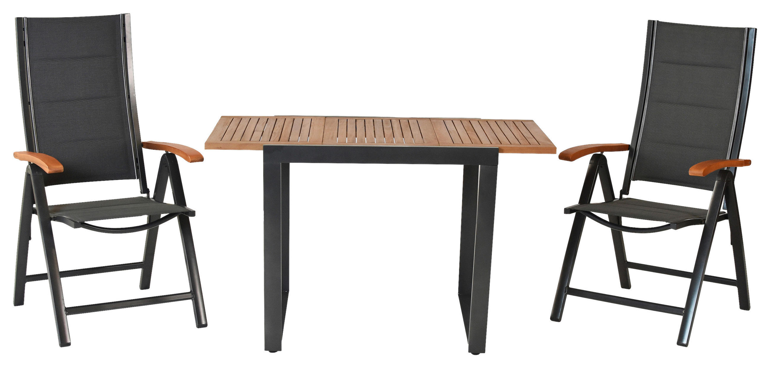 GARTENSET Akazie massiv Aluminium  - Graphitfarben/Akaziefarben, MODERN, Holz/Textil - Gardenson