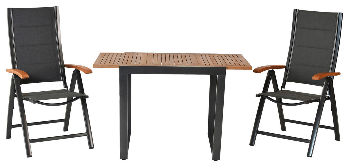 GARTENSET Akazie massiv Aluminium  - Graphitfarben/Akaziefarben, MODERN, Holz/Textil - Gardenson