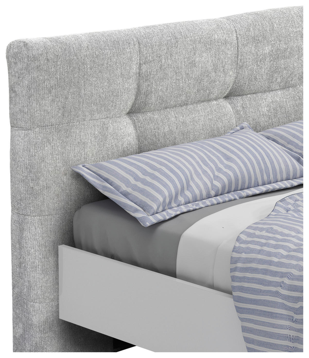 BETT 180/200 cm,  in Grau, Weiß, gepolstertes Kopfteil,  - Schwarz/Weiß, Design, Metall (180/200cm) - Novel