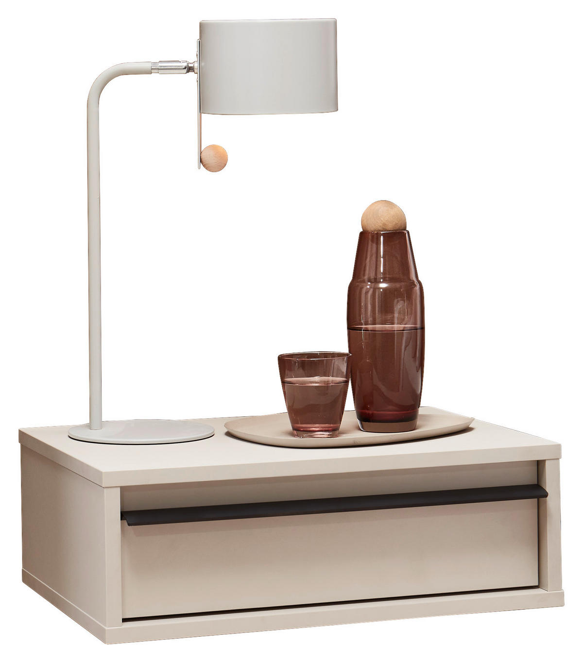 NACHTSCHRANK 50/17/34 cm  - Kaschmir/Schwarz, KONVENTIONELL, Holzwerkstoff/Metall (50/17/34cm) - Chameo