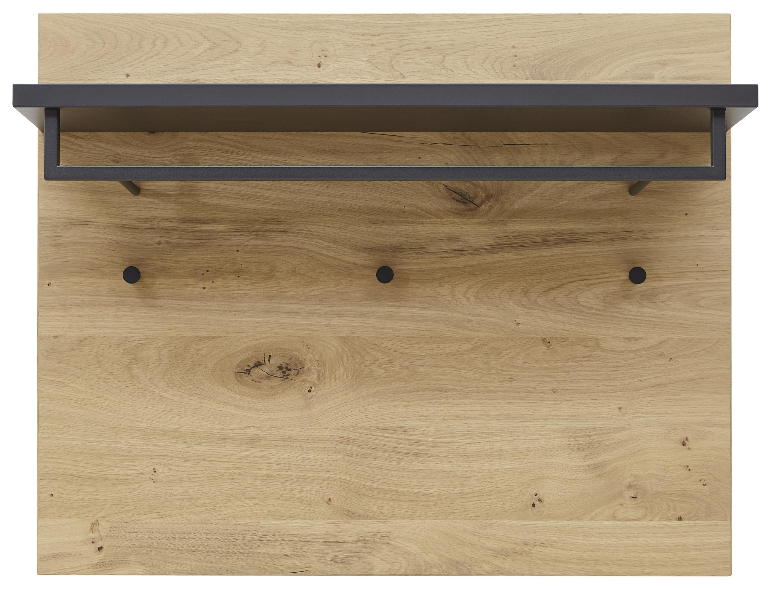 Thumbnail - Dieter Knoll Garderobenpaneel, Anthrazit, Eiche, Holz, Metall, Balkeneiche, furniert, 80x65x27 cm, Made in Germany, Aufh...