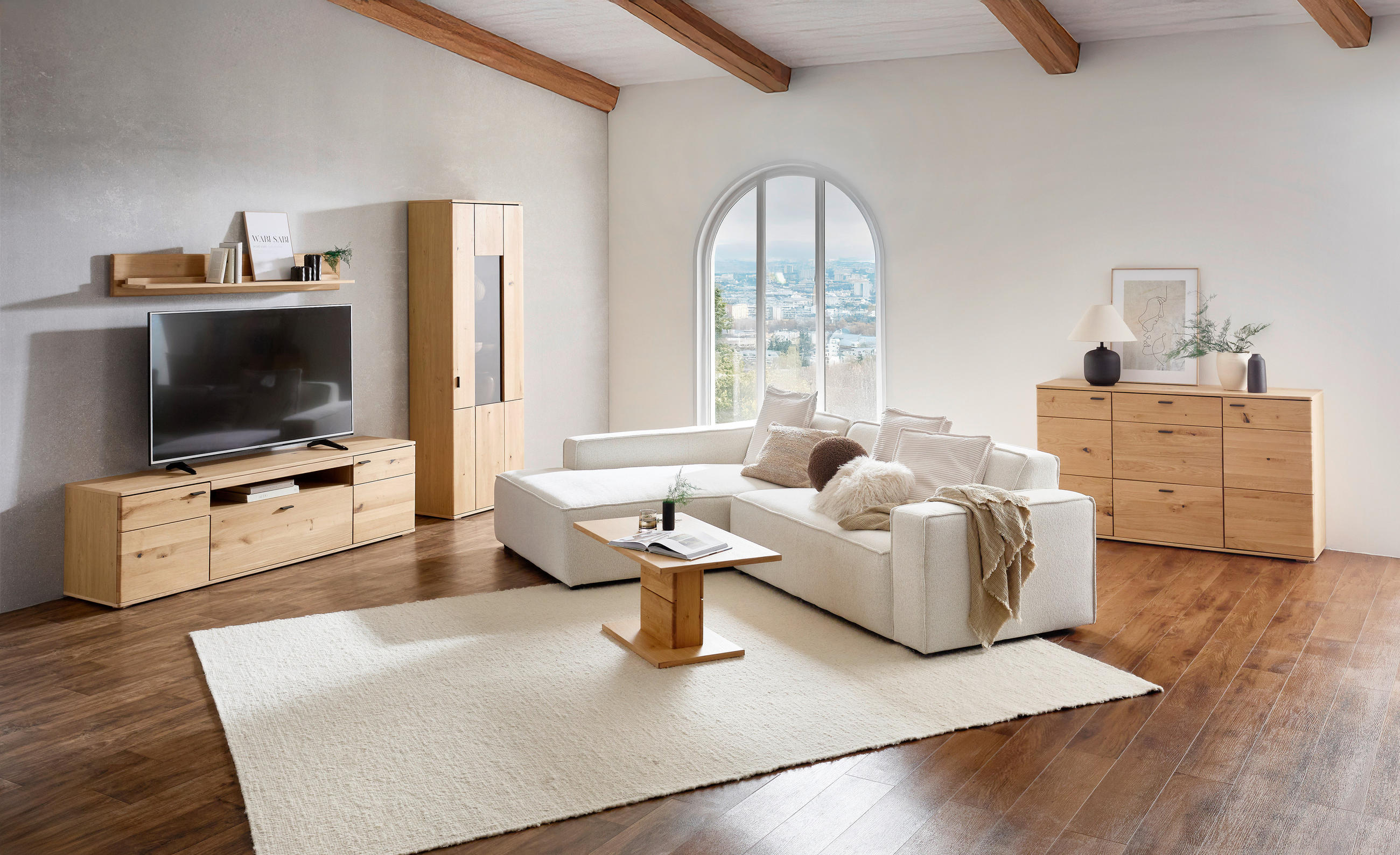 SIDEBOARD  in 150/90/44 cm  - Eichefarben/Schwarz, Natur, Holz/Holzwerkstoff (150/90/44cm) - Hom`in