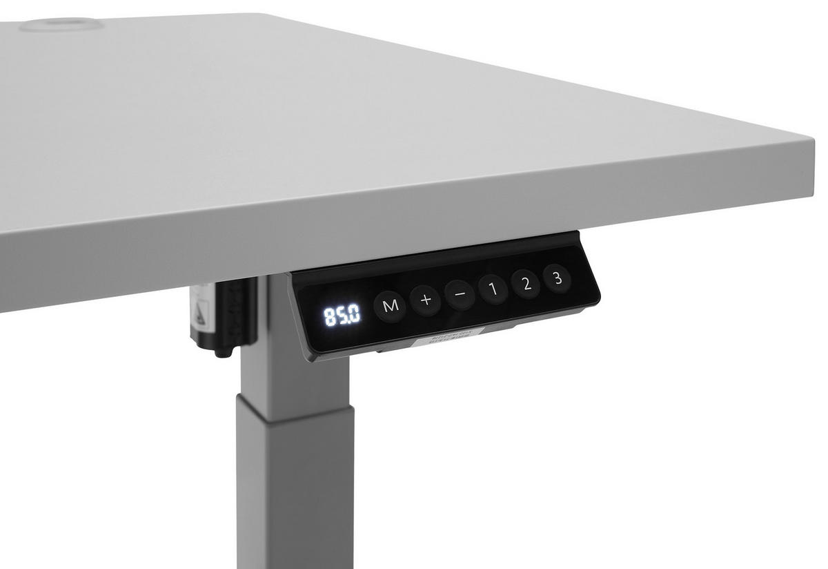 SCHREIBTISCH 160/77/74,3-118,3 cm  in Hellgrau  - Silberfarben/Hellgrau, Basics, Holzwerkstoff/Metall (160/77/74,3-118,3cm) - Carryhome