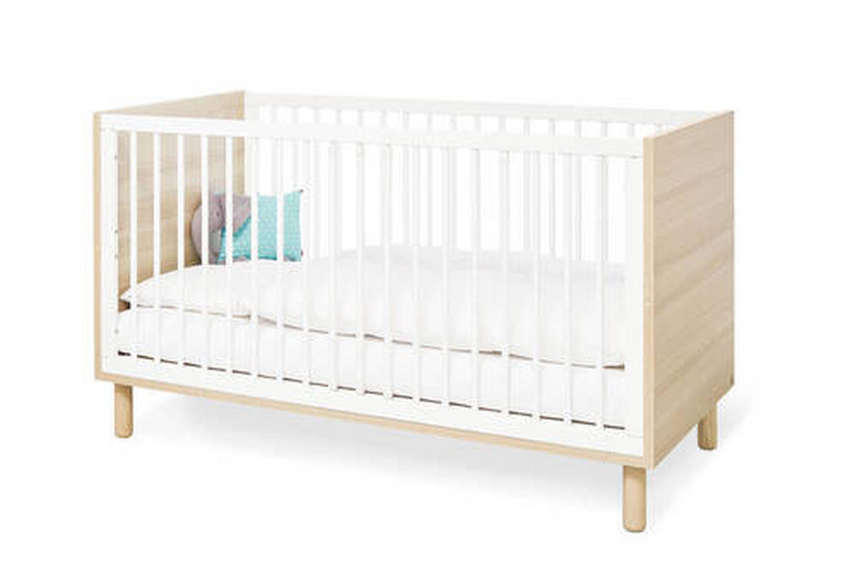 GITTERBETT PINOLINO FLOW 145/75/85 cm  - Eschefarben/Weiß, Design, Holzwerkstoff (145/75/85cm) - Pinolino