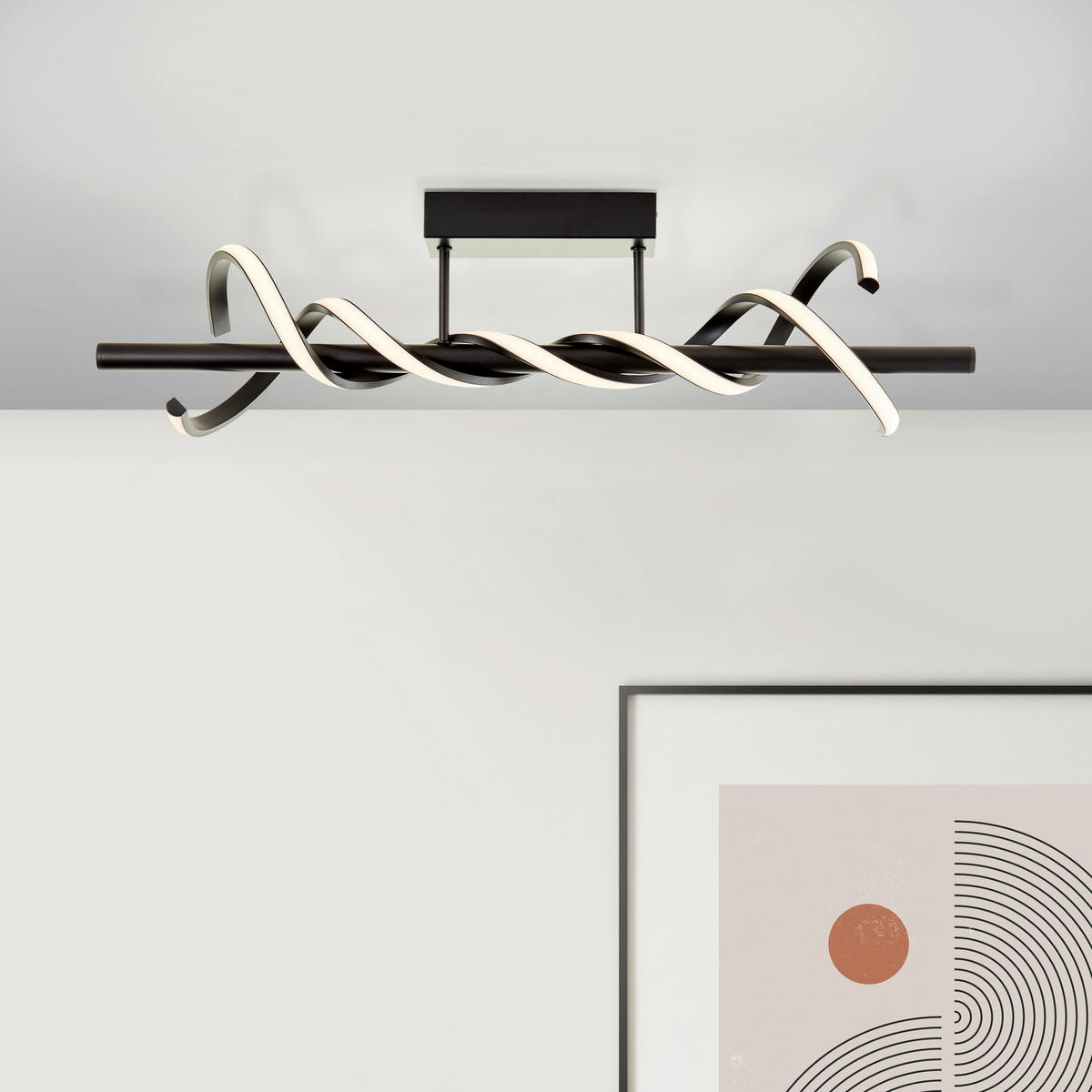 LED-DECKENLEUCHTE   - Schwarz, Design, Kunststoff/Metall (75,5/20/18cm) - Brilliant