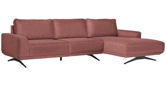 ECKSOFA in Webstoff Rosa  - Schwarz/Rosa, Design, Textil/Metall (320/172cm) - Valnatura