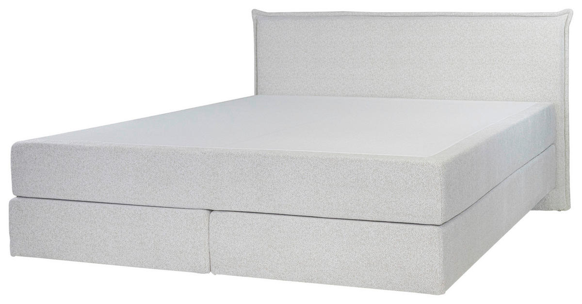 BOXSPRINGBETT 160/200 cm,  in Beige, Matratze, gepolstertes Kopfteil, Topper, H3 + H3 = fest  - Beige/Schwarz, Trend, Textil (160/200cm) - Chameo