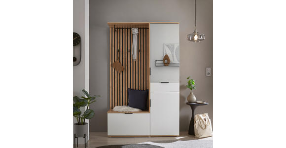 GARDEROBE in 122/195/35 cm - Weiß/Eiche Artisan, Design, Glas/Holzwerkstoff (122/195/35cm) - Xora