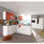 EINBAUKÜCHE   - Rot/Weiß, Design, Holzwerkstoff - Novel