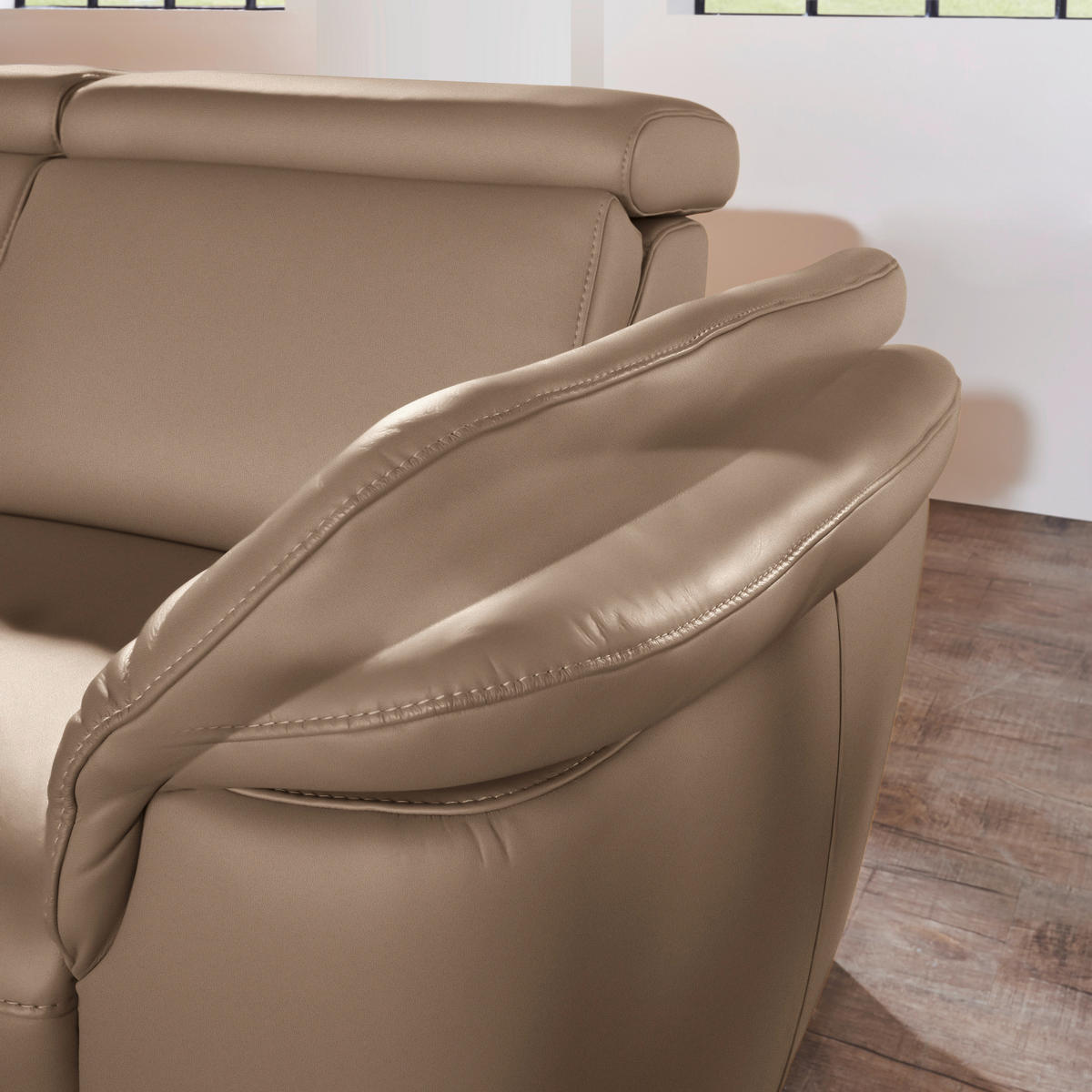 ECKSOFA in Echtleder Braun  239/271 cm  - Alufarben/Braun, Design, Leder/Metall (239/271cm) - Cantus