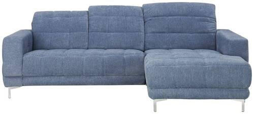 ECKSOFA in Webstoff Blau  - Chromfarben/Blau, Design, Textil/Metall (260/187cm) - Xora