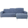 ECKSOFA in Webstoff Blau  - Chromfarben/Blau, Design, Textil/Metall (260/187cm) - Xora