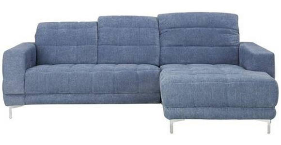 ECKSOFA in Webstoff Blau  - Chromfarben/Blau, Design, Textil/Metall (260/187cm) - Xora