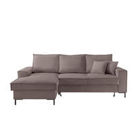 ECKSOFA Graubraun Cord  - Graubraun/Schwarz, MODERN, Textil/Metall (150/240cm) - Livetastic