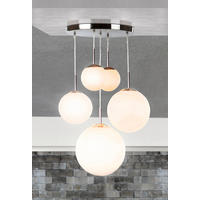 HÄNGLAMPA 50/90 cm  - opal/nickelfärgad, Basics, metall/glas (50/90cm) - Globo