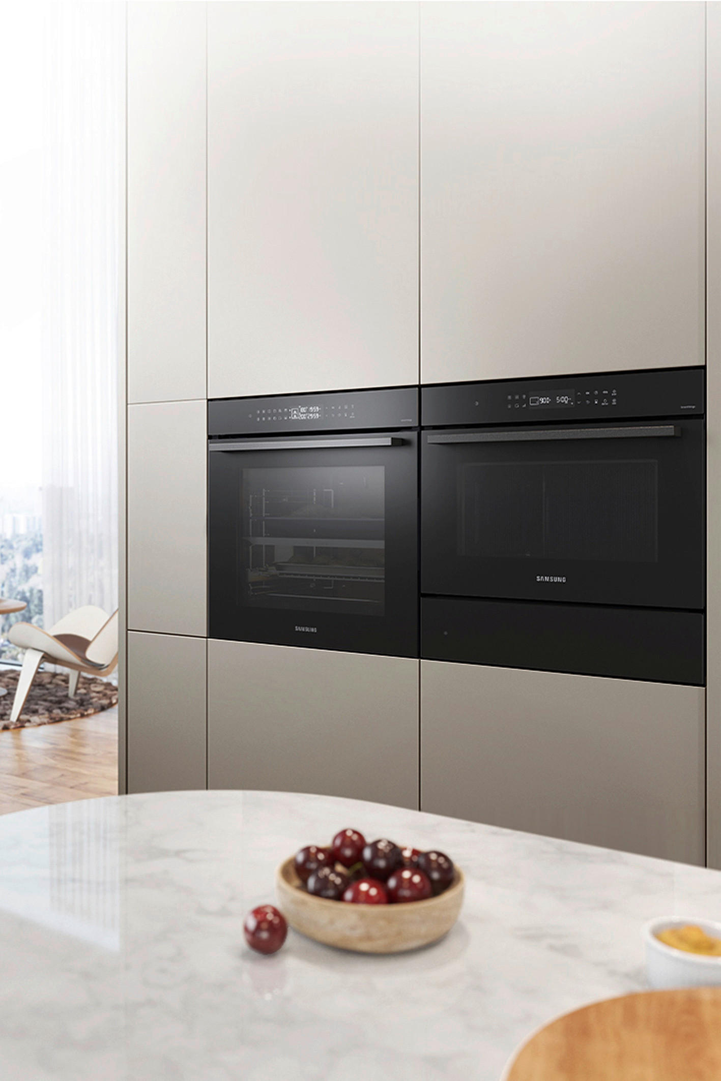BACKOFEN NV7B4455UAB/U3  - Schwarz, Design, Glas/Metall (59,5/59,5/57,1cm) - Samsung