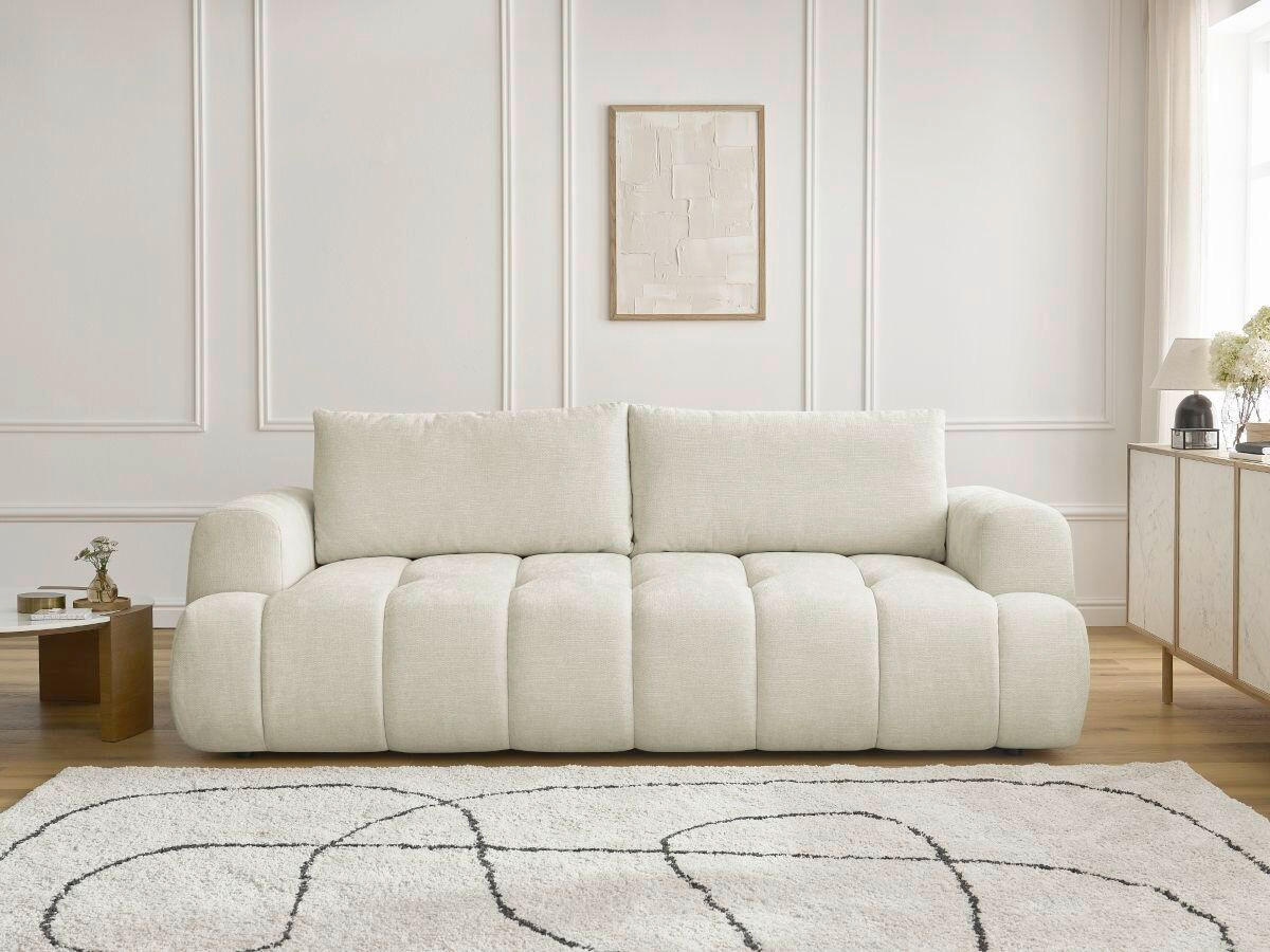 SCHLAFSOFA FUJI Leinenoptik Beige  inkl.  - Beige/Schwarz, MODERN, Kunststoff/Textil (251/113/88cm)