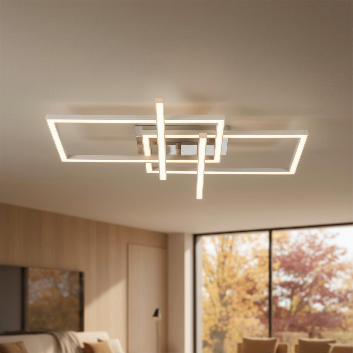 LED-DECKENLEUCHTE 24 W    50/43/7,6 cm  - Sandfarben/Chromfarben, Basics, Kunststoff/Metall (50/43/7,6cm) - Novel