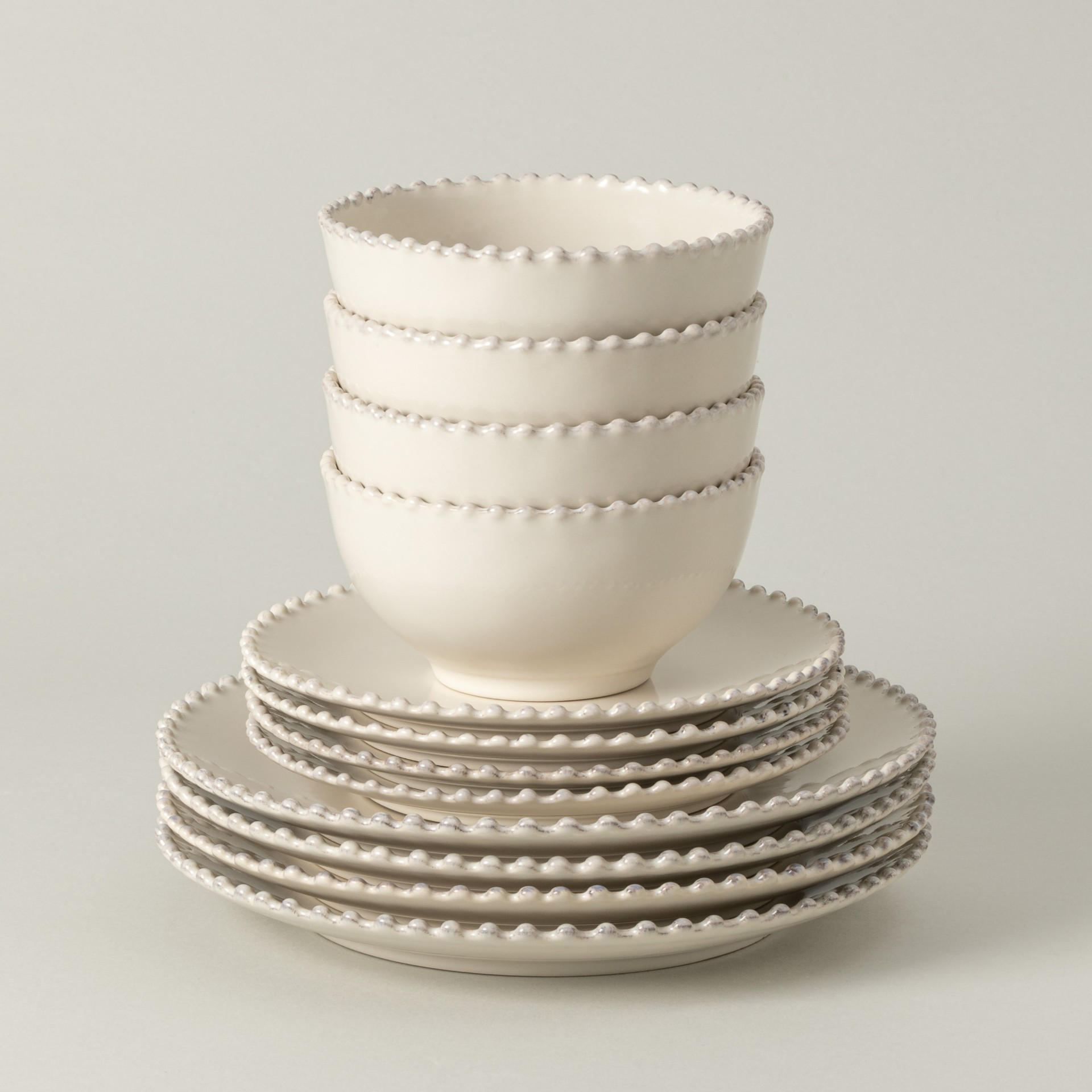 KOMBISERVICE Creme PEARL 12-teilig 4 Personen  - Creme, Basics, Keramik - Costa Nova