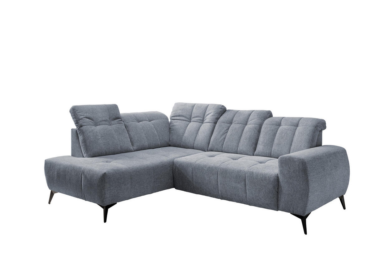 ECKSOFA in Chenille Hellblau  - Schwarz/Hellblau, Modern, Textil/Metall (200/261cm) - Livetastic