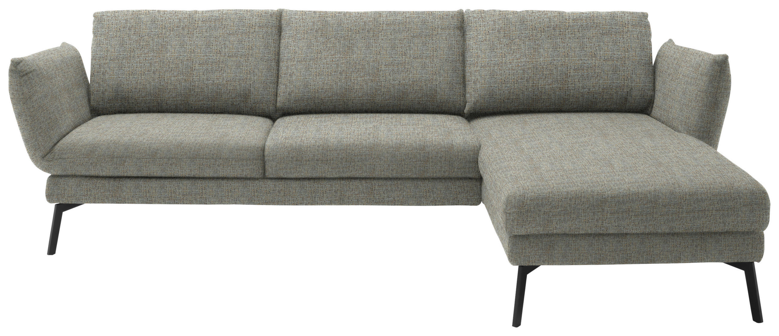 ECKSOFA in Flachgewebe Naturfarben  277/175 cm  - Schwarz/Naturfarben, Design, Textil/Metall (277/175cm) - Schöner Wohnen