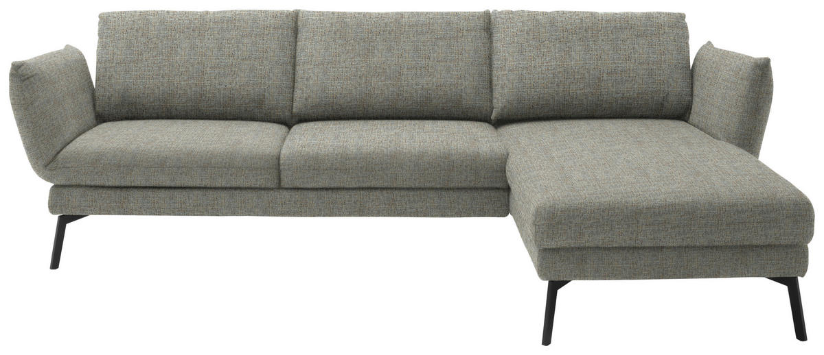 ECKSOFA in Flachgewebe Naturfarben  277/175 cm  - Schwarz/Naturfarben, Design, Textil/Metall (277/175cm) - Schöner Wohnen