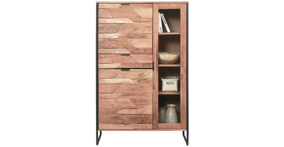 HIGHBOARD  in 95/148/40 cm  - Schwarz/Akaziefarben, Trend, Glas/Holz (95/148/40cm) - Ambia Home
