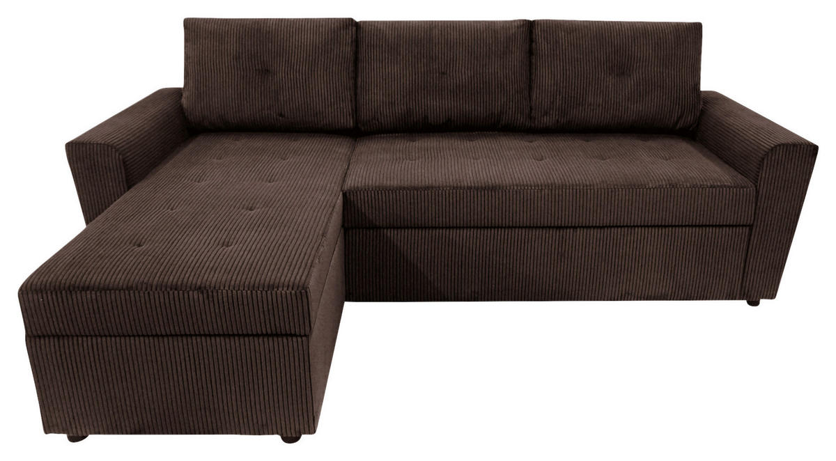 ECKSOFA TERMOLI in Cord Braun  155/231 cm  - Schwarz/Braun, Design, Kunststoff/Textil (155/231cm) - MID.YOU