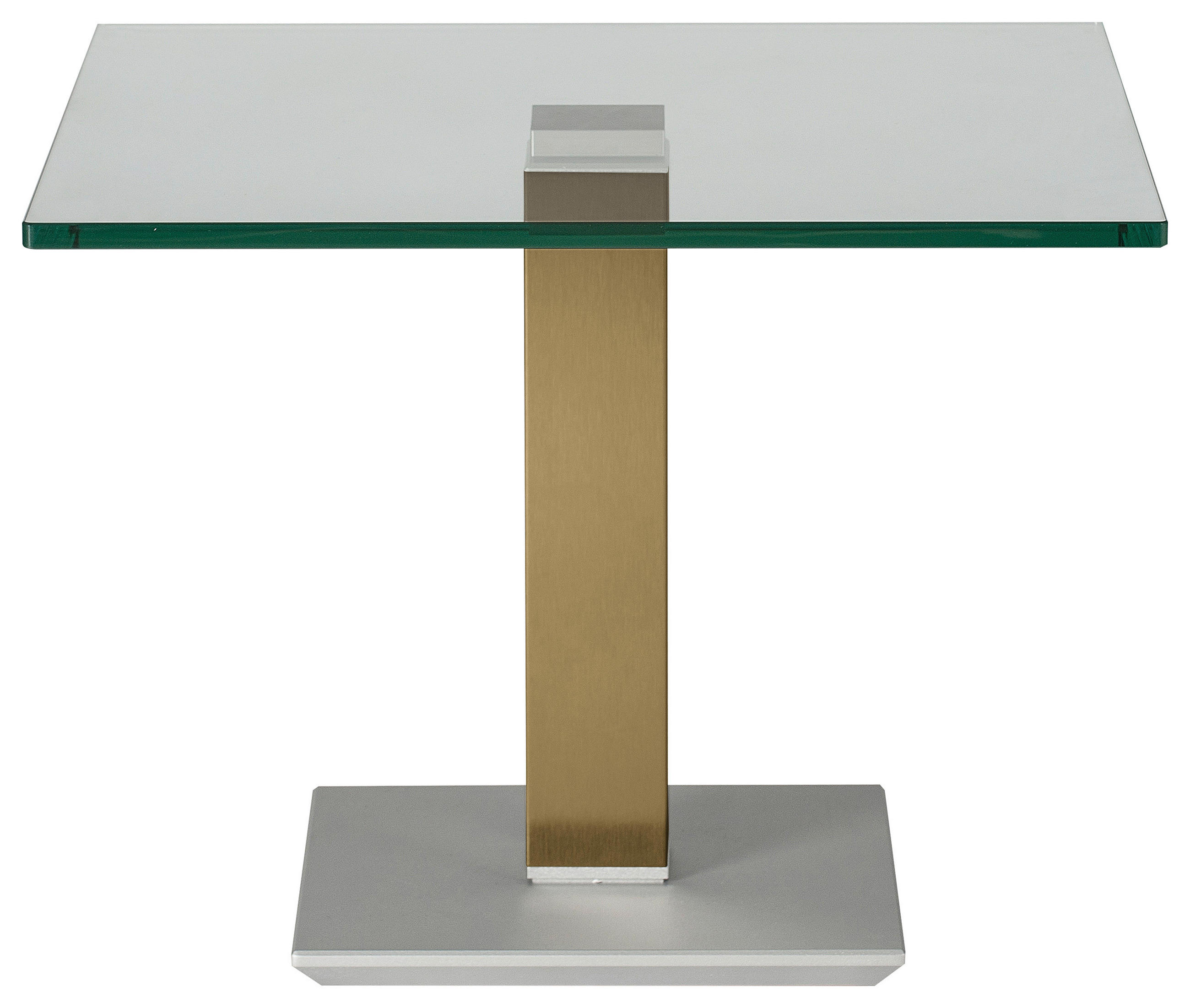 BEISTELLTISCH 60/60/46-65 cm Gelb, Edelstahlfarben quadratisch  - Edelstahlfarben/Gelb, Design, Glas/Kunststoff (60/60/46-65cm)