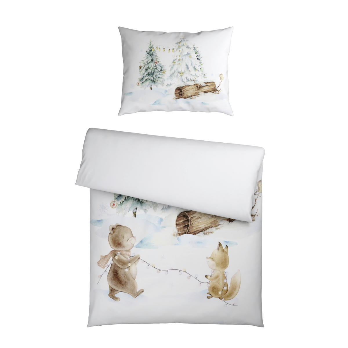 BABYBETTWÄSCHESET 100/135 cm  - Waldgrün/Weiss, Basics, Textil (100/135cm) - Patinio