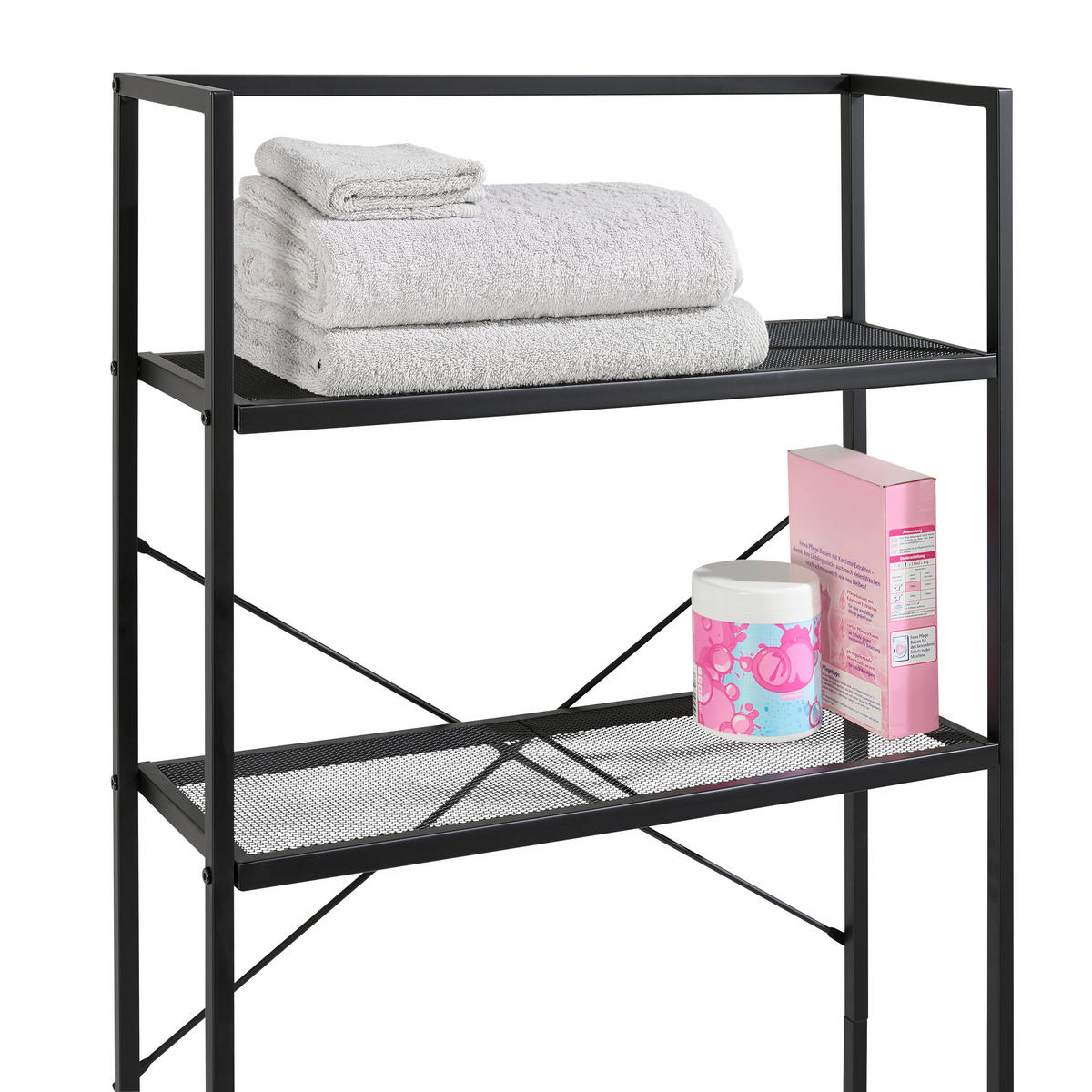 HYLLA FÖR TVÄTTMASKIN 68/160/28 cm  i svart  - svart, Basics, metall/plast (68/160/28cm) - Best Price