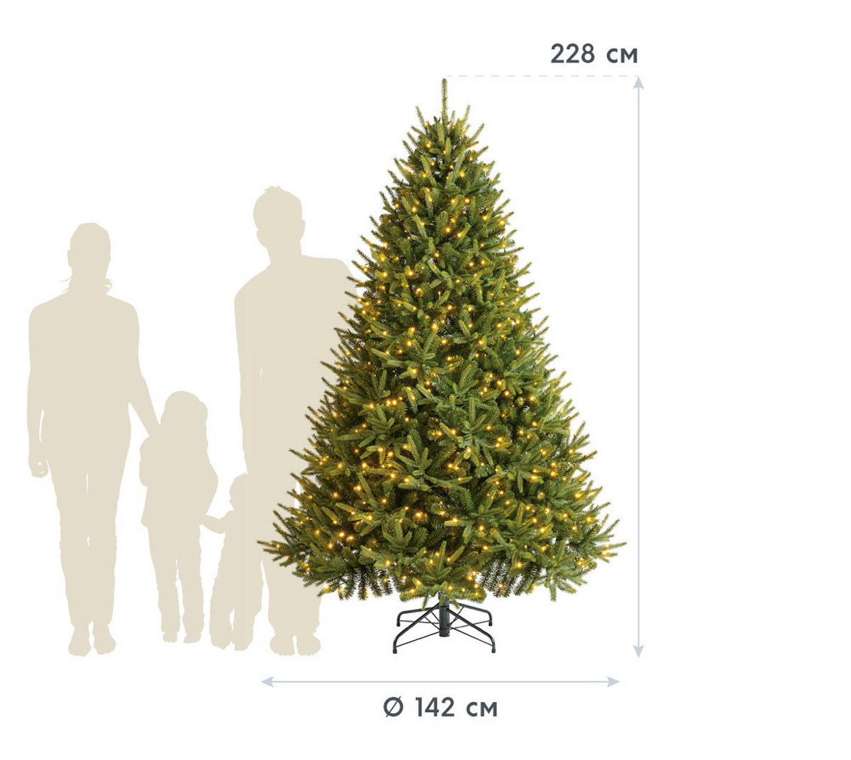 WEIHNACHTSBAUM  - Waldgrün, Basics, Kunststoff/Metall (142/228cm)