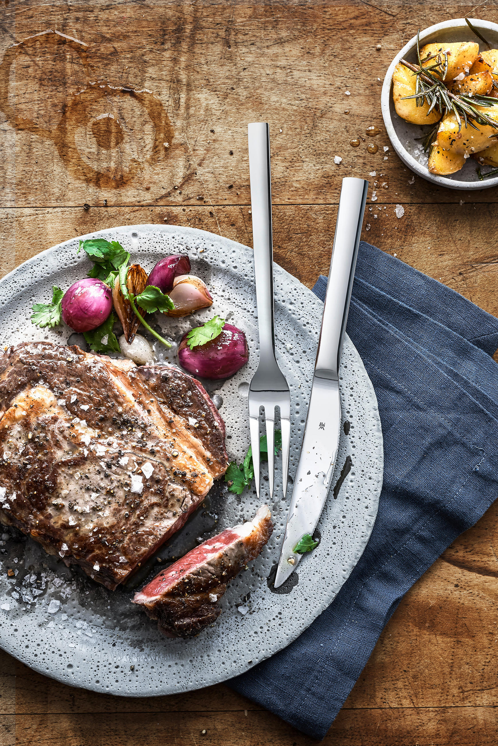 STEAKBESTECK Nuova 12-teilig   - Edelstahlfarben, Design, Metall (23cm) - WMF