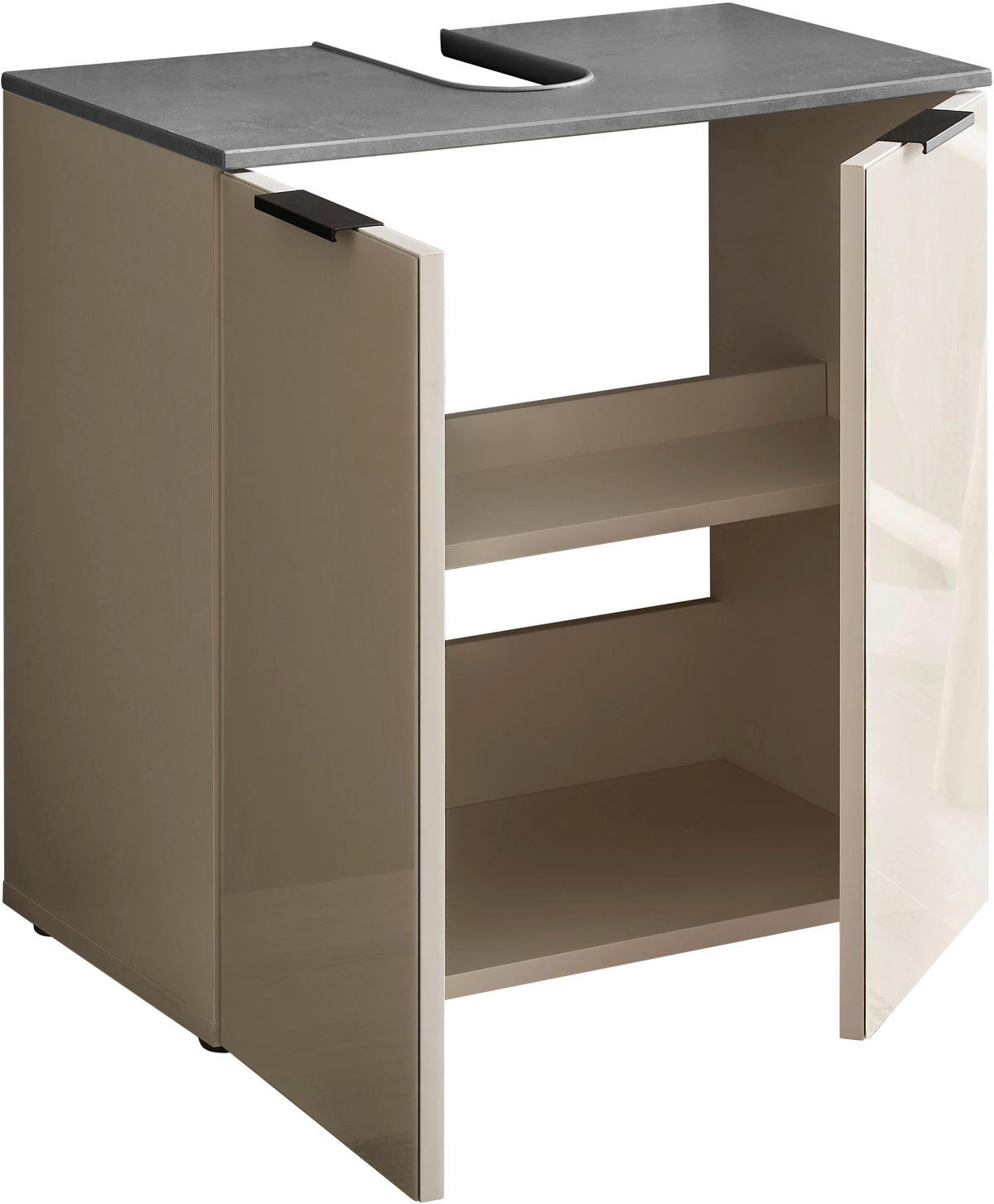WASCHBECKENUNTERSCHRANK 60/60/35 cm  - Kaschmir/Anthrazit, Lifestyle, Glas/Holzwerkstoff (60/60/35cm) - home24
