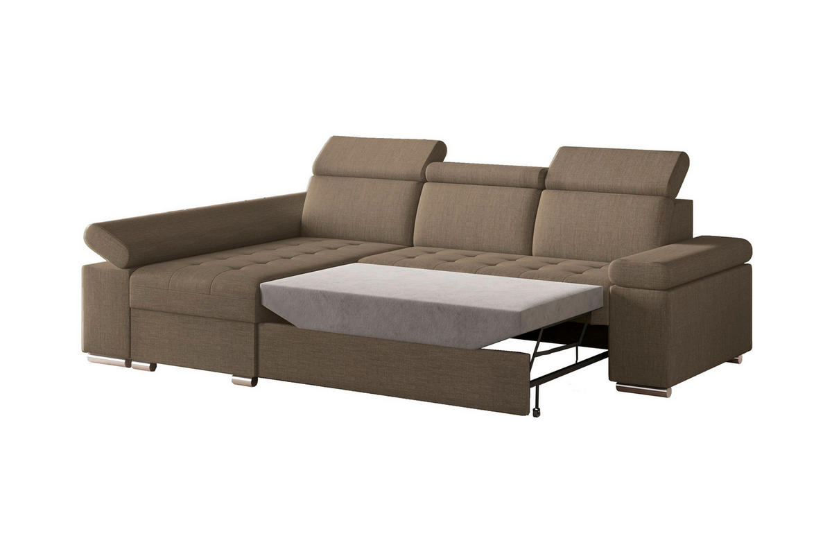 ECKSOFA TORONTO in Webstoff Braun  - Silberfarben/Braun, Design, Textil (168/260cm) - MID.YOU