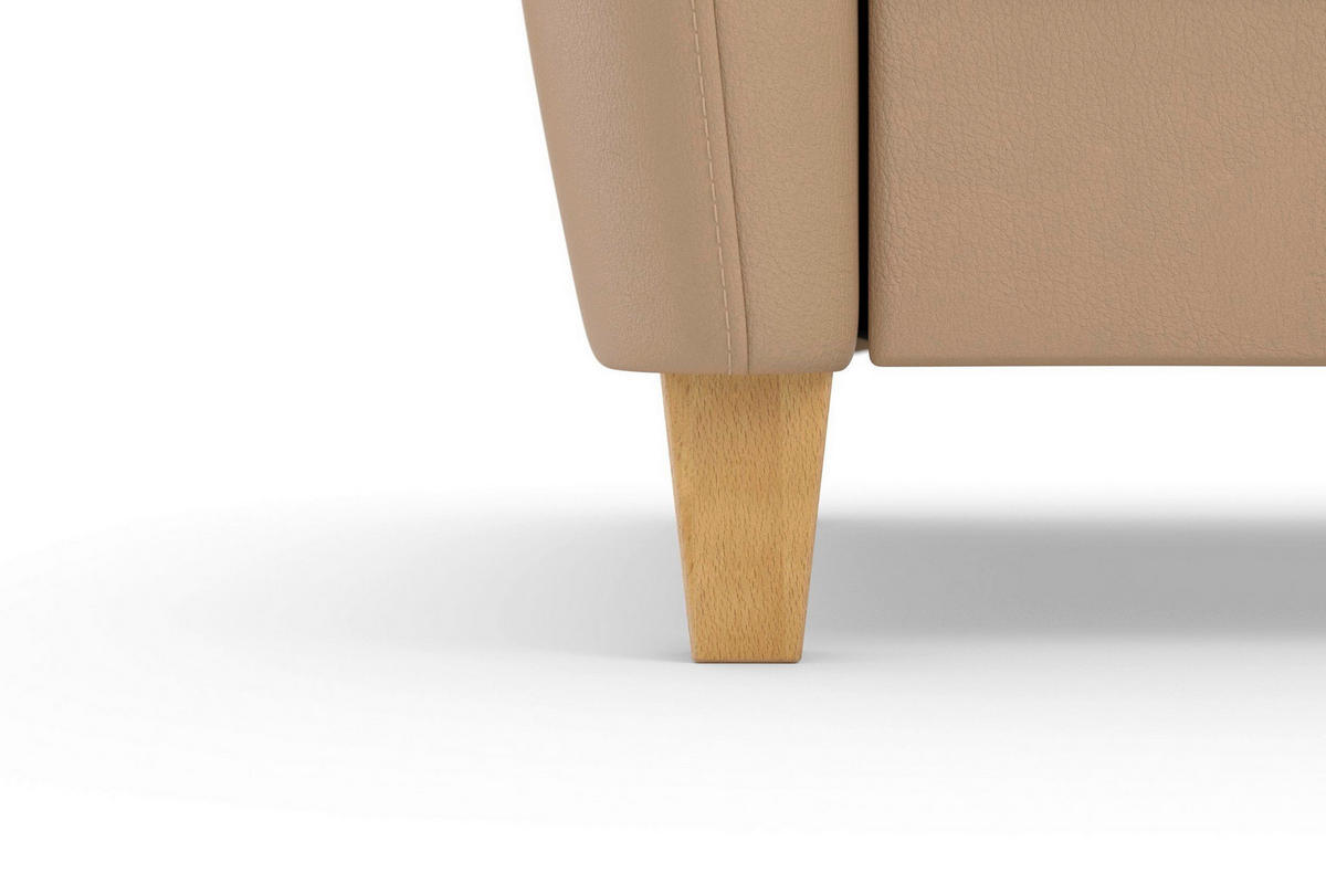ROHOVÁ SEDAČKA, koža, cappuccino - farba duba/cappuccino, Basics, koža/drevo (163/244cm) - Sit & More
