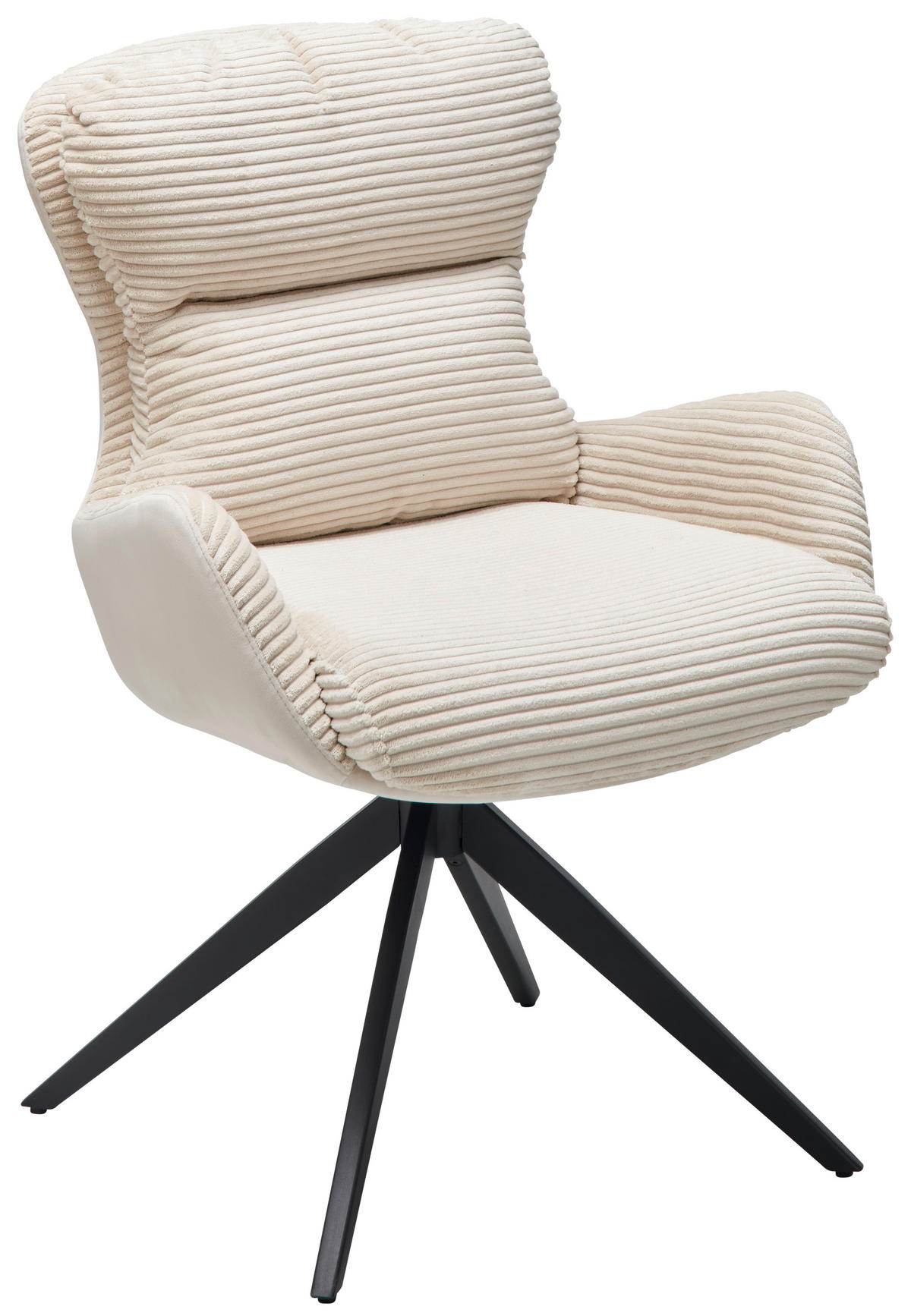 ARMLEHNSTUHL  in Eisen Cord  - Beige/Schwarz, LIFESTYLE, Textil/Metall (58/88/68cm) - MID.YOU