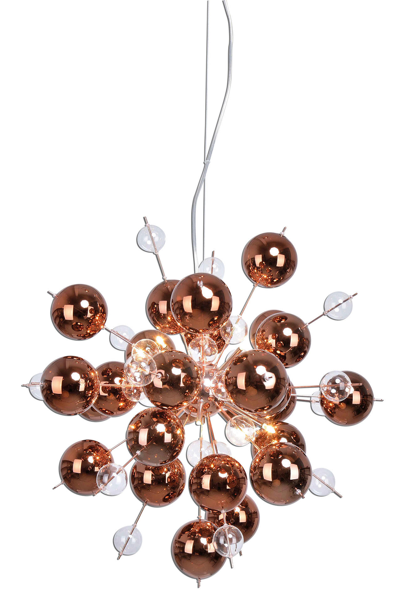 HÄNGELEUCHTE Explosion 65/150 cm   - Klar/Kupferfarben, Trend, Glas/Metall (65/150cm) - Näve
