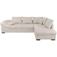 ECKSCHLAFSOFA in Weiss Textil   - Weiss/Schwarz, Modern, Holz/Textil (298/202cm) - MID.YOU
