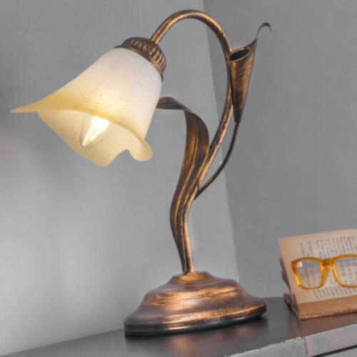 TISCHLEUCHTE 25/31 cm   - Bronzefarben/Weiß, Natur, Metall (25/31cm)