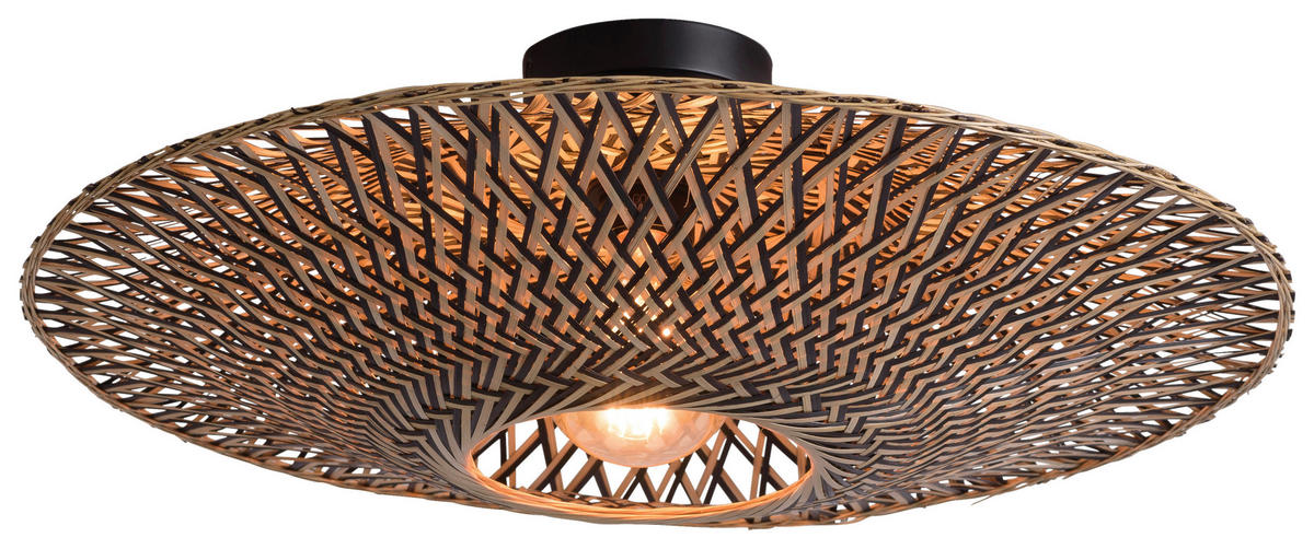 DECKENLEUCHTE  60/15 cm    - Hellbraun/Schwarz, Natur, Naturmaterialien/Metall (60/15cm) - Good & Mojo
