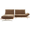 ECKSOFA in Mikrofaser Braun  157/275 cm  - Edelstahlfarben/Braun, Natur, Holz/Textil (157/275cm) - Ambiente