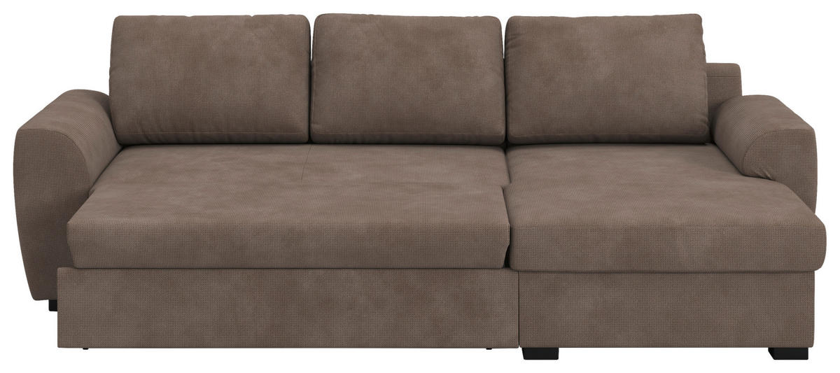 ECKSOFA  in Mikrofaser Taupe  253/154 cm  - Taupe/Schwarz, Trend, Kunststoff/Textil (253/154cm) - MID.YOU