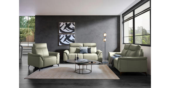 SESSEL in Echtleder Hellgrau  - Hellgrau/Schwarz, Design, Leder/Metall (107/105/98cm) - Belluti