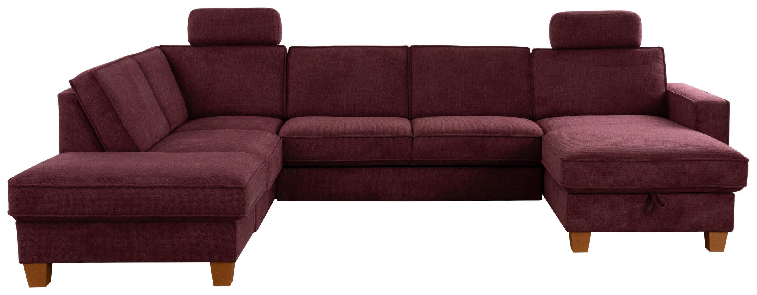 WOHNLANDSCHAFT in Flachgewebe Dunkelrot  - Eichefarben/Dunkelrot, Konventionell, Holz/Textil (213/309/161cm) - Sit & More