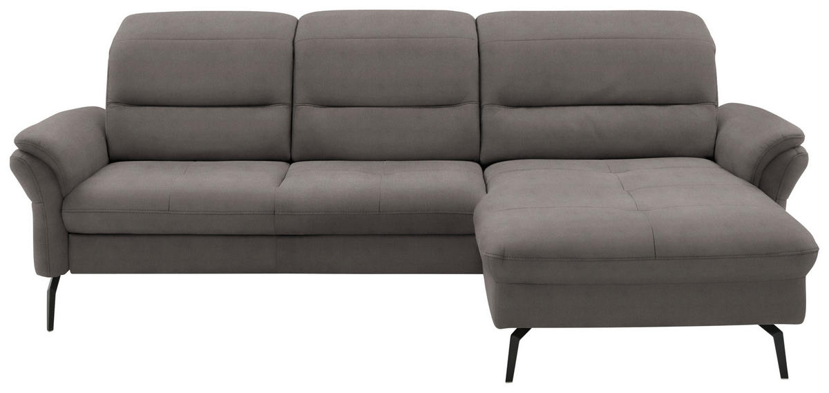 ECKSOFA in Flachgewebe Hellgrau  260/181 cm  - Hellgrau/Schwarz, KONVENTIONELL, Textil/Metall (260/181cm) - Beldomo Speed