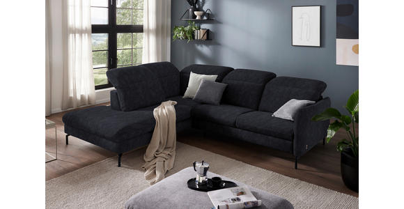 ECKSOFA in Flachgewebe Graphitfarben 233/299-313 cm - Schwarz/Graphitfarben, Design, Textil/Metall (233/299-313cm) - Dieter Knoll
